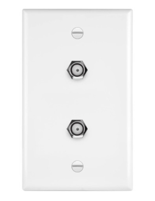 Enerlites 6621-W 20A CATV Jacks 1 Gang Duplex F-Type Connector, White Finish