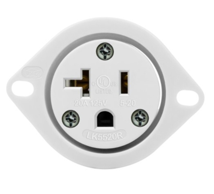 Enerlites 66214-W 20A Straight Blade Flanged Outlet, 5-20RFO