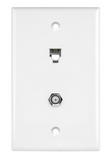 Enerlites 6631-W RJ11 Telephone Jack Wall Plate, 6-Position, 6-Conductor 6 P6C 1-Gang, White Finish