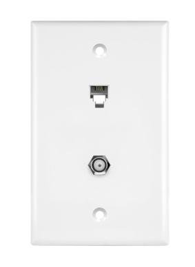 Enerlites 6641-I 20A Telephone And CATV Jacks 1-Gang F-Type/One RJ11 Jack-Position 4-Conductor, Ivory Finish
