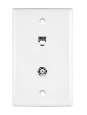 Enerlites 6641-W 20A Telephone And CATV Jacks 1-Gang F-Type/One RJ11 Jack-Position 4-Conductor, White Finish