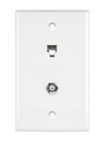 Enerlites 6641-W 20A Telephone And CATV Jacks 1-Gang F-Type/One RJ11 Jack-Position 4-Conductor, White Finish