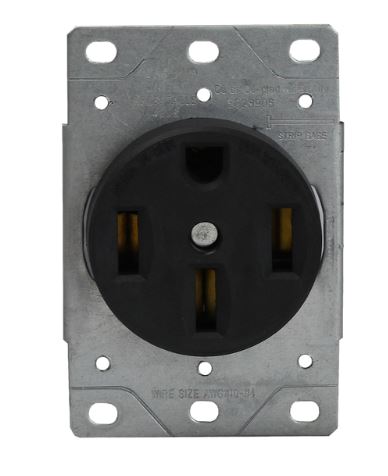 Enerlites 66500-BK Industrial Grade Flush Mount Receptacle 50A 125/250V 14-50R 3-Pole 4-Wire, Black Finish