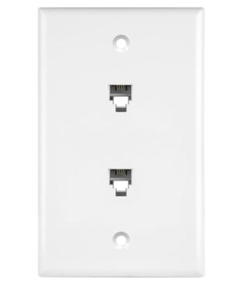 Enerlites 6651-W Telephone Wall Jacks 1 G 2 Modular Telephone Jacks Duplex Rj11 Jacks 6-Position 4-Conductor, White Finish