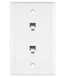 Enerlites 6651-W Telephone Wall Jacks 1 G 2 Modular Telephone Jacks Duplex Rj11 Jacks 6-Position 4-Conductor, White Finish