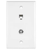 Enerlites 6661-W Telephone And CATV Jack G Plate One F-Type Connector Wall Jack One Rj11 Jack 6-Position 6-Conductor, White Finish