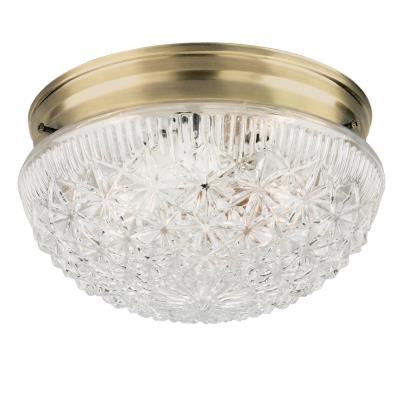 Westinghouse Lighting 6661000 2 light antique brass flush mount ceiling light with clear faceted glass