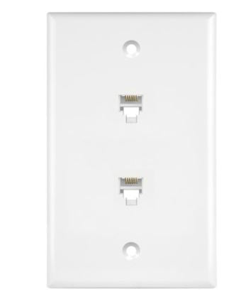 Enerlites 6671-W Duplex Phone Jack Wall Plate 1 Gang 2 Modular With 6-Position 6-Conductor Rj11, White Finish