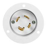 Enerlites 66803-W Industrial Grade Locking Flanged Inlet 30A 125/250V 3-Pole 4-Wire Grdounding L15-30PFI, White Finish