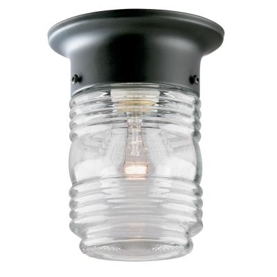 Westinghouse Lighting 6691900 matte black outdoor flush mount ceiling light with clear glass