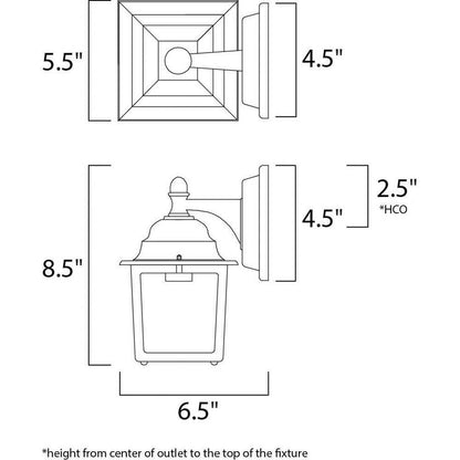 Maxim Lighting 66924RP Cast Outdoor Wall Lantern Dimensions Diagram