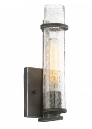 Nuvo 60-6381 Donzi Vanity Light Fixture, Clear Seeded Glass, E26 Base, Wattage 60W, Iron Black