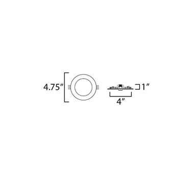Maxim Lighting 67704WTWT Slim LED Recessed Downlight dimension diagram 4.75 inch wide 1 inch tall