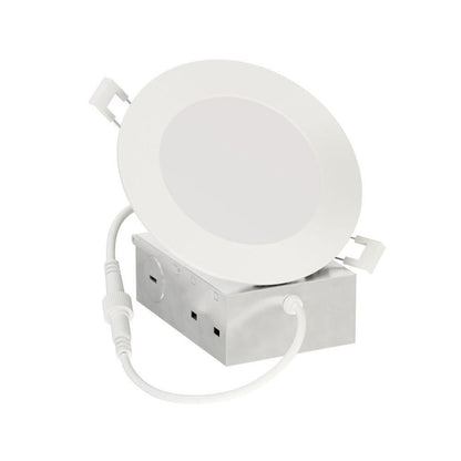 Maxim Lighting 67704WTWT Slim White LED Recessed Downlight angled view with junction box