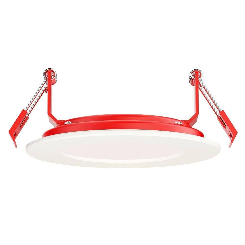 Maxim Lighting 67714WTWT Slim Fire LED Flush Mount side profile view with red mounting clips