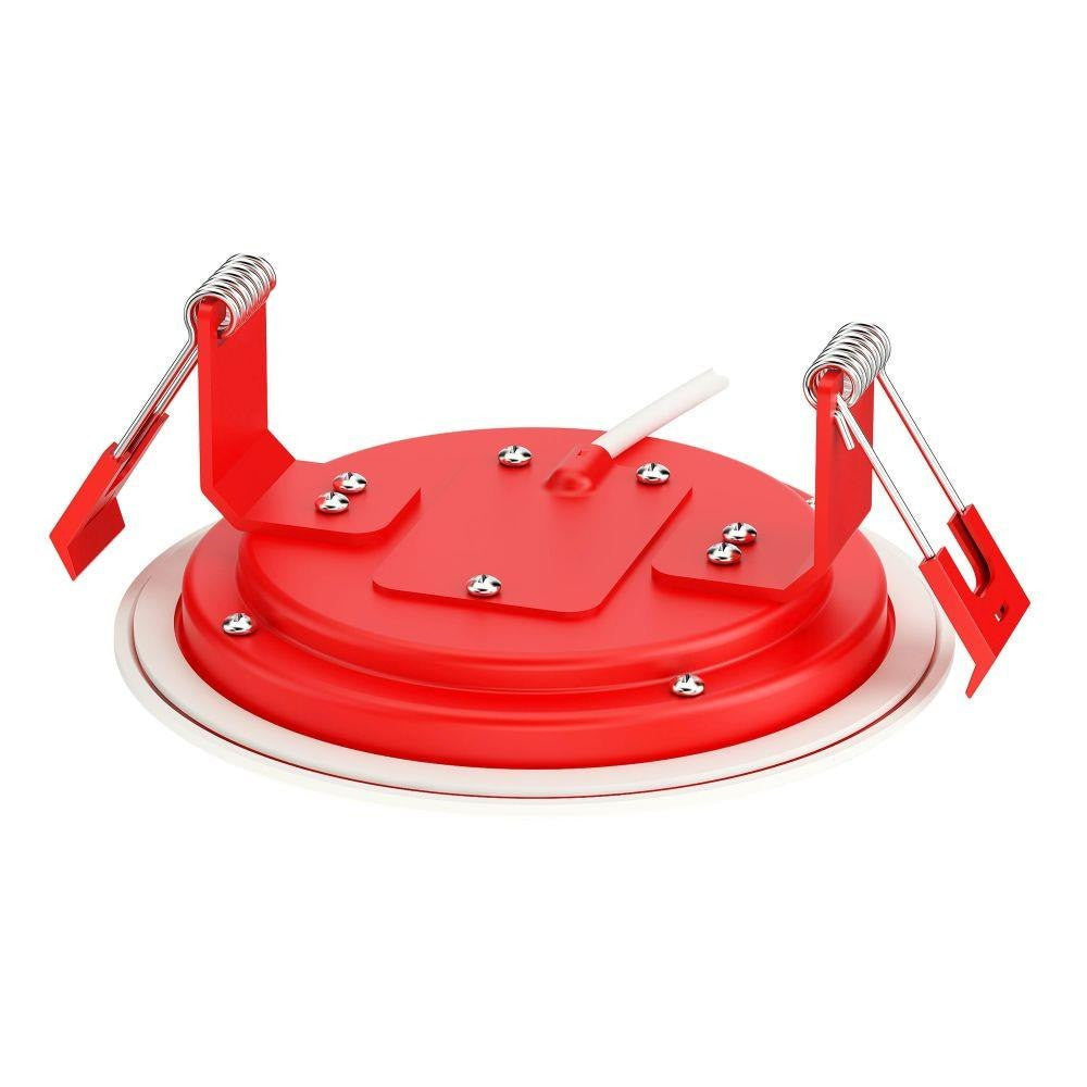 Maxim Lighting 67714WTWT Slim Fire LED Flush Mount bottom view showing red mounting bracket and spring clips