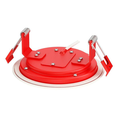 Maxim Lighting 67714WTWT Slim Fire LED Flush Mount bottom view showing red mounting bracket and spring clips