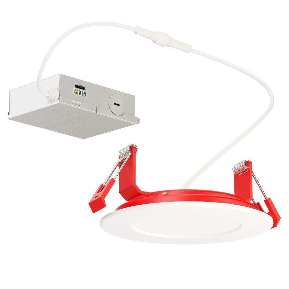 Maxim Lighting 67714WTWT Slim Fire LED Flush Mount with CCT selector junction box and red mounting frame