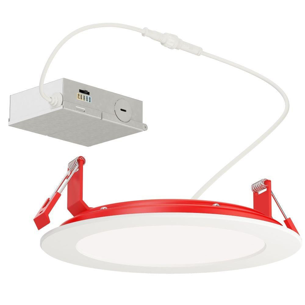 Maxim Lighting 67716WTWT Slim Fire 1 Light 7 Inch White LED Down Light Flush Mount with junction box and CCT selector