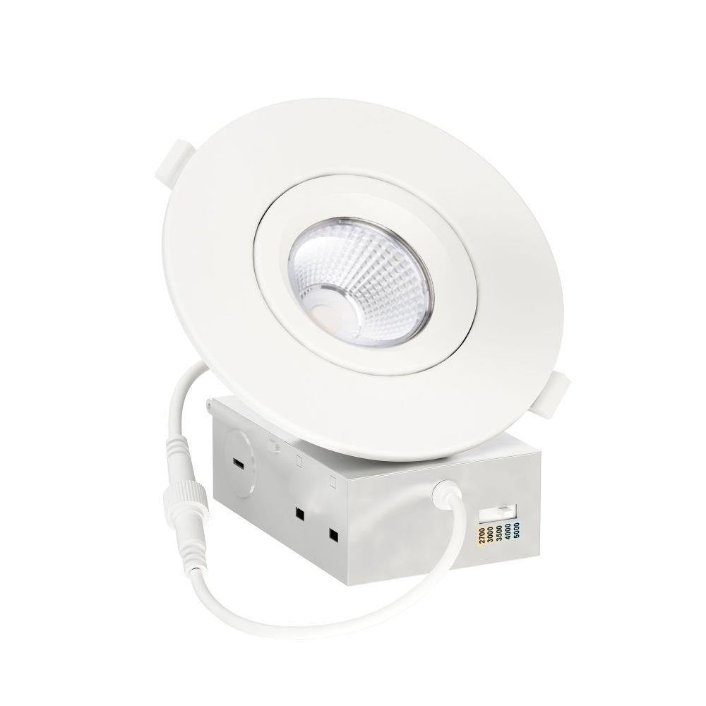 Maxim Lighting 67757WTWT Slim Gimbal LED Flush Mount White Angle View with CCT Selector