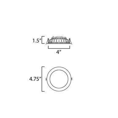 Maxim Lighting 67794WT Cove LED Recessed Downlight Dimensions Diagram 1.5 Inch Tall 4.75 Inch Wide