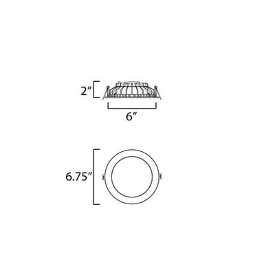 Maxim Lighting 67796WT Cove LED Recessed Downlight - dimension diagram showing 6.75 inch width and 2 inch height
