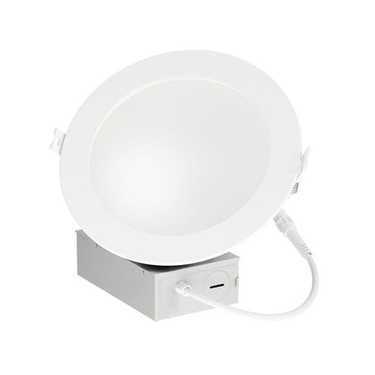 Maxim Lighting 67796WT Cove LED Recessed Downlight White - angled front view with remote driver box