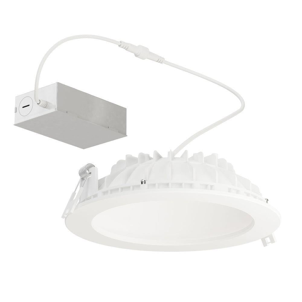 Maxim Lighting 67796WT Cove LED Recessed Downlight White - top angled view showing heat sink and remote driver