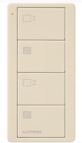 Lutron PJ2-4B-GLA-S01 Pico 4-button Wireless Remote Control, Light Zone Shade Control, Standard Engraving, Light Almond