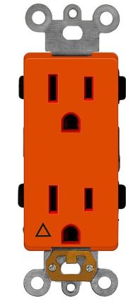 Enerlites 68150-O Hospital Grade 15A Duplex Receptacle, 5-15R, Orange Finish