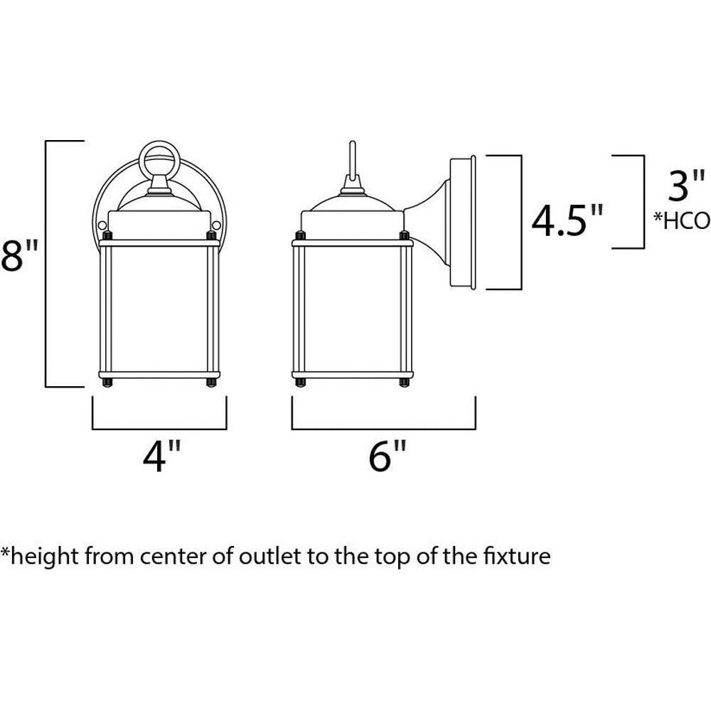 Maxim Lighting 6879CLOI Side Door Outdoor Wall Lantern Dimensions - 8 inch Height, 4 inch Width, 6 inch Depth