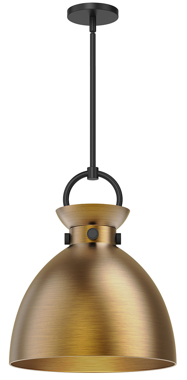 Alora Mood PD411314AGMB Waldo 1 Light 14 inch Pendant Ceiling Light, Aged Gold / Matte Black Finish