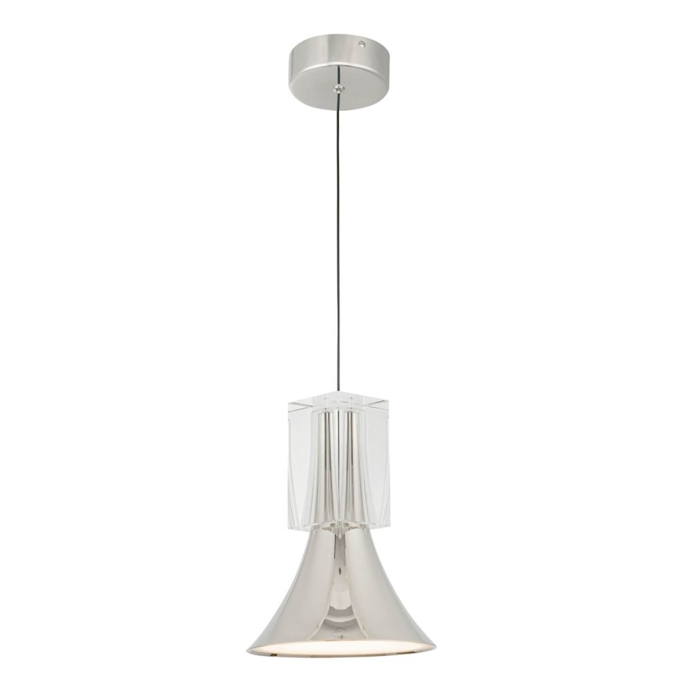 Kuzco Lighting PD94108-PN/CC-UNV Floe 8 inch LED Pendant in Polished Nickel with Steel Shade and Frosted Acrylic Diffuser, Voltage 120-277V, Color Temperature 3000K