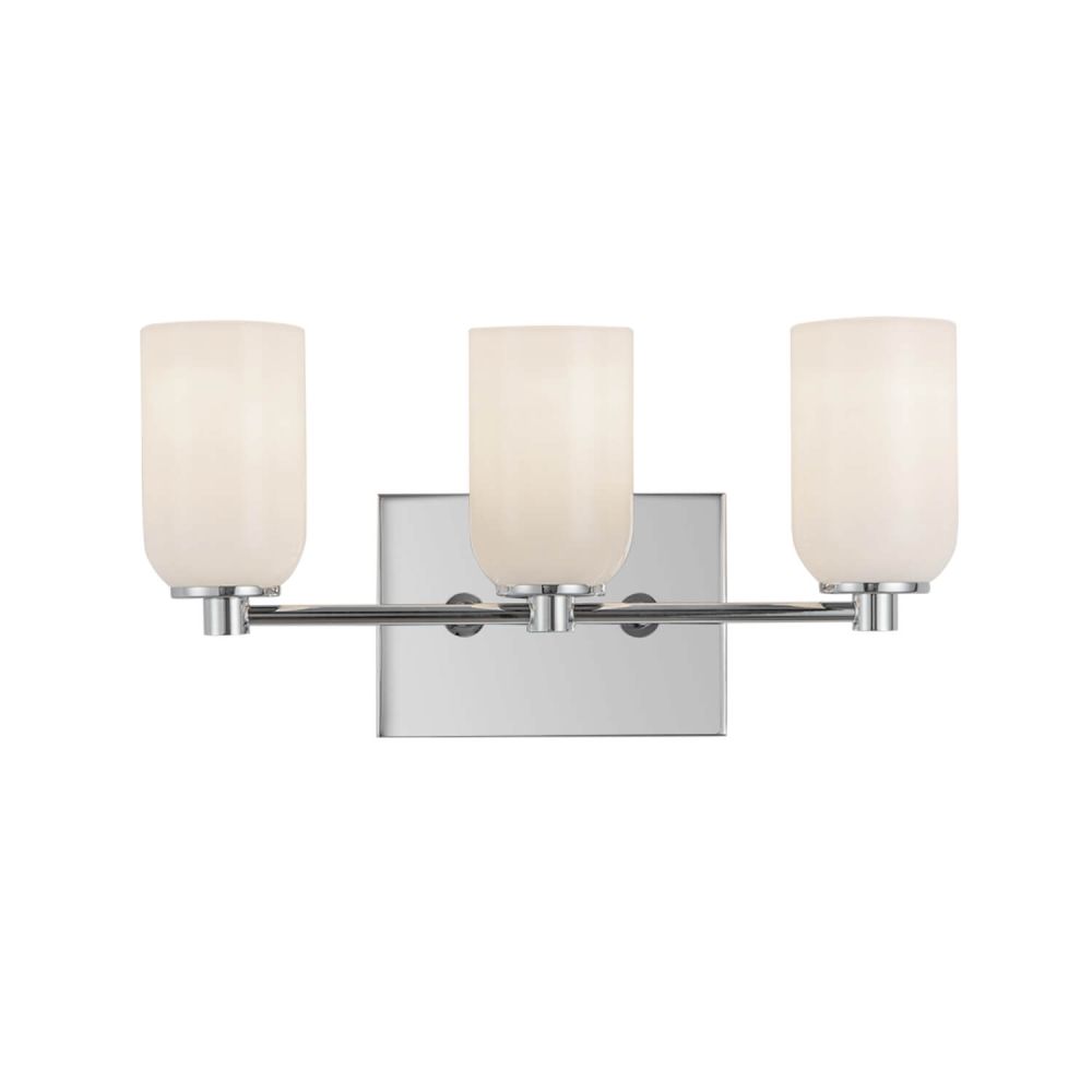 Kuzco Lighting VL57718-CH/GO Nola 3 Light 18 inch Bath Vanity Light in Chrome with Glossy Opal Glass Shade, Wattage 40W