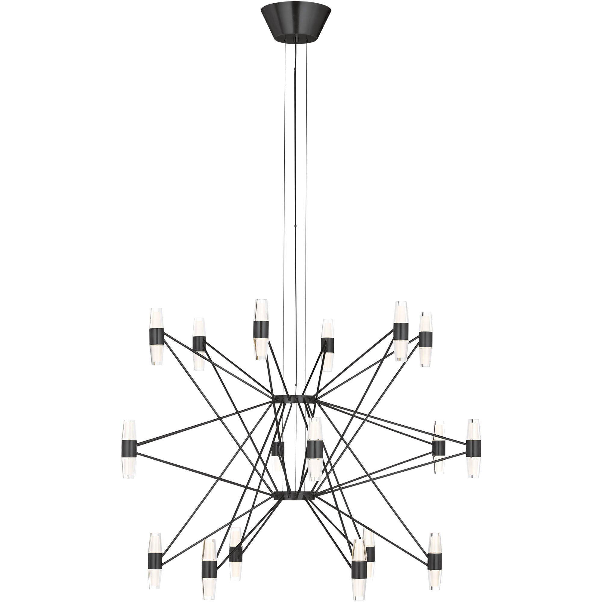 Visual Comfort Architectural SLCH24827BZ Sean Lavin Lassell Chandelier Ceiling Light, 3-Tier, 120V-277V, Color Temperature 2700K, 6732 Lumens, Dark Bronze Finish