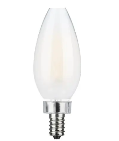 SATCO S11346 LED C11 Candelabra Filament Bulb, E12, Wattage 8W, Lumens 760lm, Voltage 120V, Color Temperature 3000K, Frosted