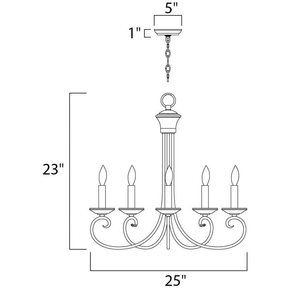 Maxim Lighting 70005OI Loft Chandelier Ceiling Light Dimensions Diagram