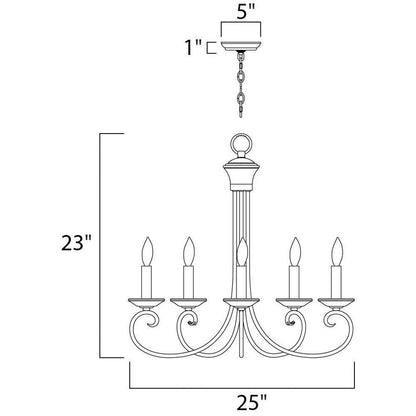 Maxim Lighting 70005OI Loft Chandelier Ceiling Light Dimensions Diagram