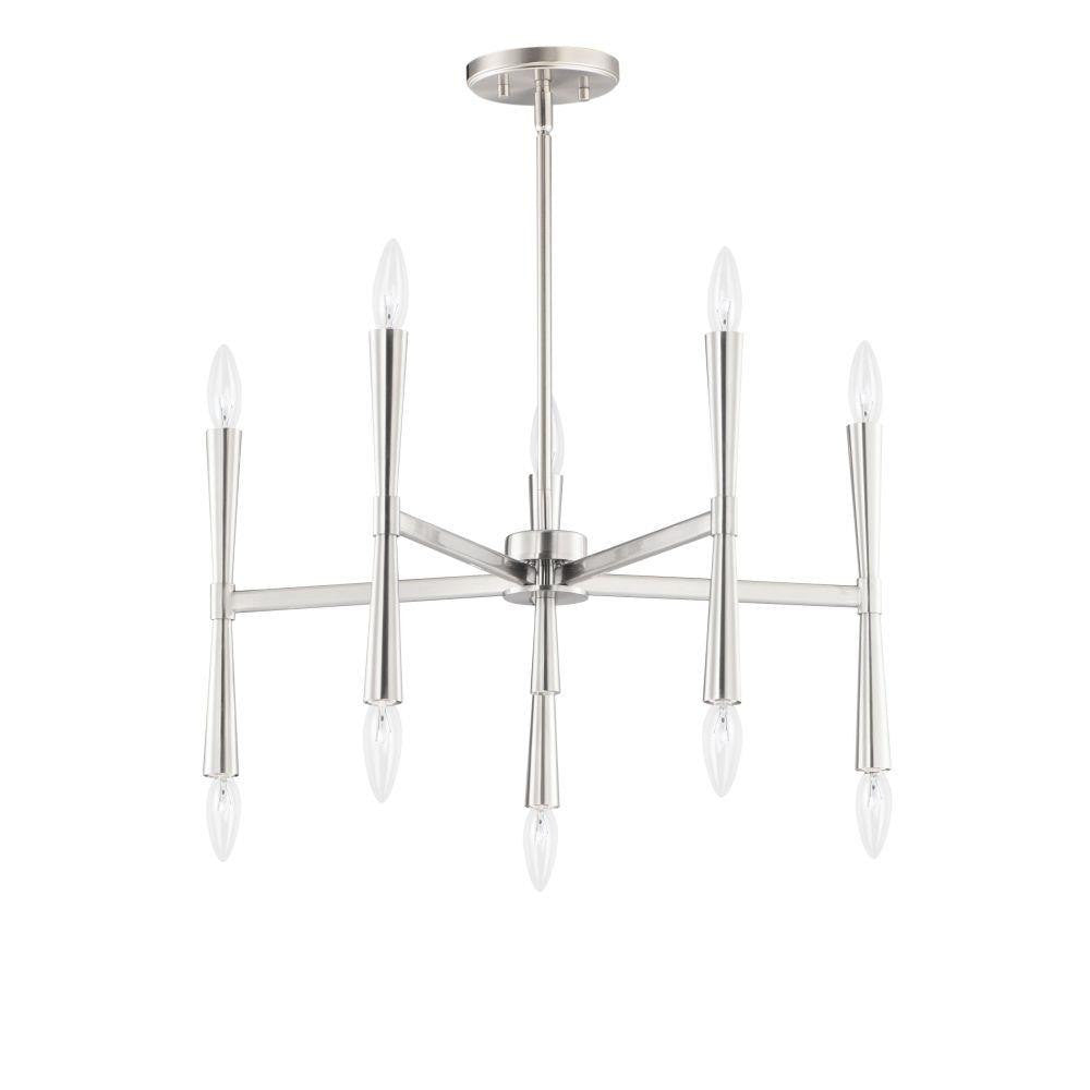 Maxim Lighting 24625SN Rome 10 Light Chandelier in Satin Nickel - Full Front View