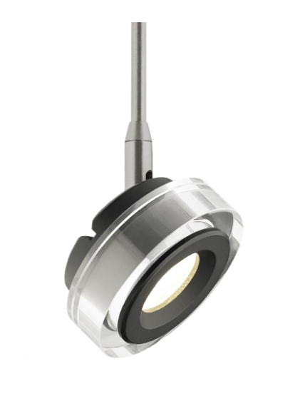 Visual Comfort Architectural 700MPBRM9302014KS 14" Sean Lavin Brim 1 Light 120 Satin Nickel Low-Voltage Track Head Ceiling Light in Monopoint, CCT 3000K, Transparent Smoke Glass Finish