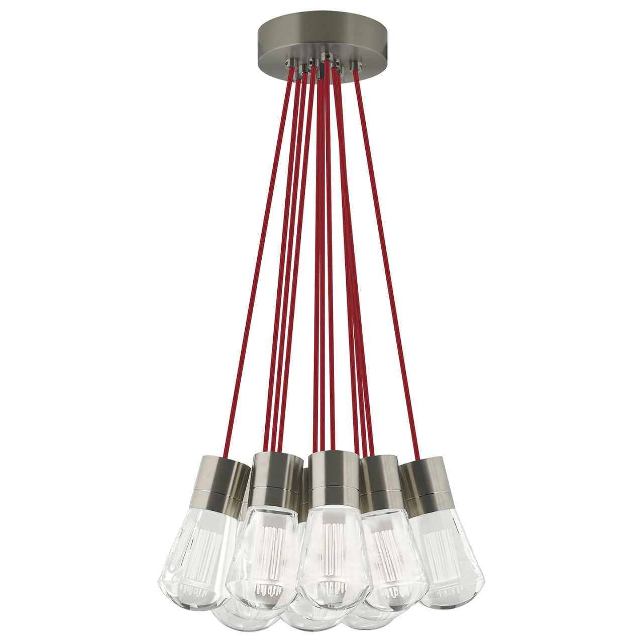 Visual Comfort Architectural 700TDALVPMC11RS-LEDWD Sean Lavin Alva LED 3.6" 11-Light Satin Nickel Pendant Red Cord 90 CRI 2200K–3000K Integrated LED