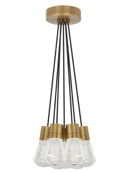 Visual Comfort Architectural 700TDALVPMC7BNB-LED927 LED 2700K Alva Pendant, 7-Light, Natural Brass