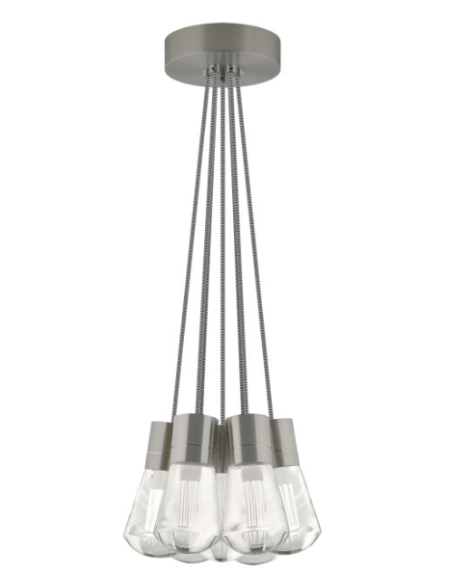 Visual Comfort Architectural 700TDALVPMC7IS-LED930 Alva 7 Light 4" Wide LED Multi Light Pendant with Black and White Cord - 3000K Satin Nickel