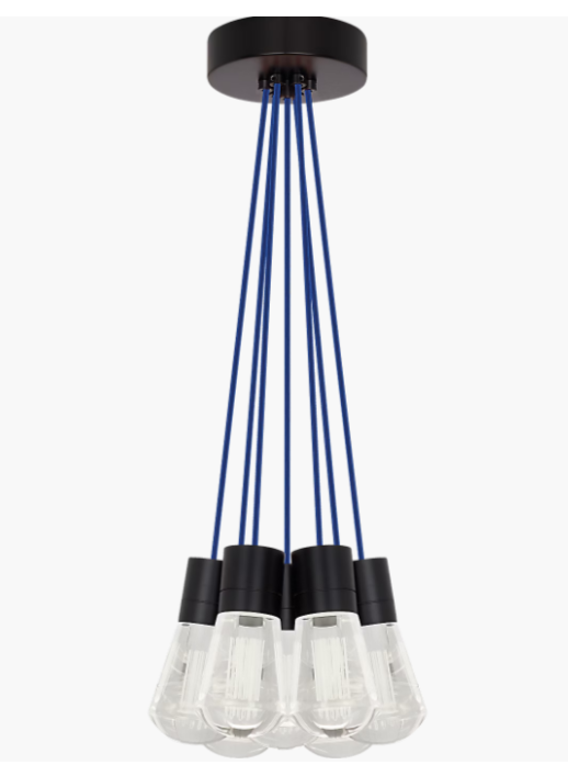 Visual Comfort Architectural 700TDALVPMC7UB-LED930 Alva 7 Light 4" Wide LED Multi Light Pendant with Blue Cord - 3000K, Black
