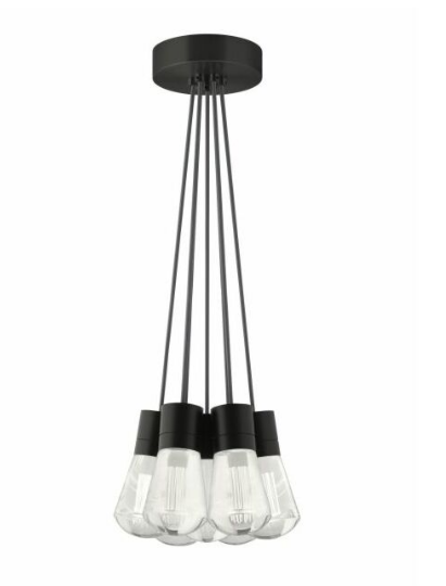 Visual Comfort Architectural 700TDALVPMC7YB-LED930 Alva 7 Light 4" Wide LED Multi Light Pendant with Gray Cord - 3000K, Black