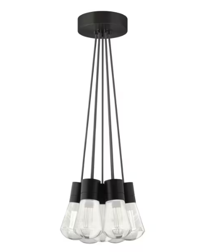Visual Comfort Architectural 700TDALVPMC7YB-LEDWD Alva 7 Light 4" Wide LED Multi Light Pendant with Gray Cord - Adjustable Color Temperature, Black