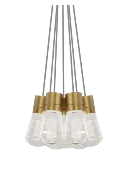 Visual Comfort Architectural 700TDALVPMC7YNB-LEDWD Alva 14" Wide LED Natural Brass Multi Light Pendant, Gray