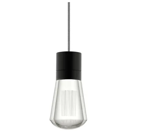 Visual Comfort Architectural 700TDALVPMCBB-LED922 Alva 4" Wide LED Mini Pendant with Black Cord - 2200K, Black