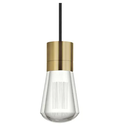 Visual Comfort Architectural 700TDALVPMCBNB-LED922 Alva 4" Wide LED Natural Brass Mini Pendant, 2200K, Black Finish