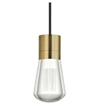 Visual Comfort Architectural 700TDALVPMCBNB-LED922 Alva 4" Wide LED Natural Brass Mini Pendant, 2200K, Black Finish